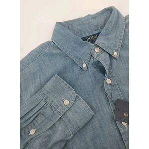 Polo Ralph Lauren Men's Classic Fit Untucked Fit Indigo Chambray Shirt LARGE NWT